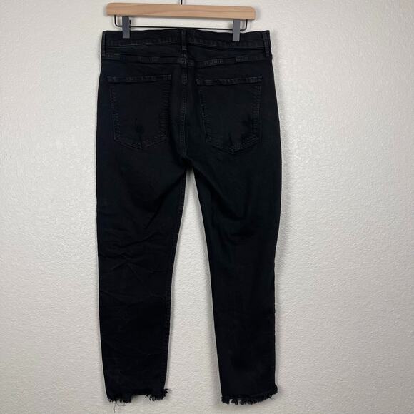 Agolde‎ Sophie High Rise Skinny Crop Jeans Harlow Destructed Size 32 Grunge Emo - Picture 5 of 16